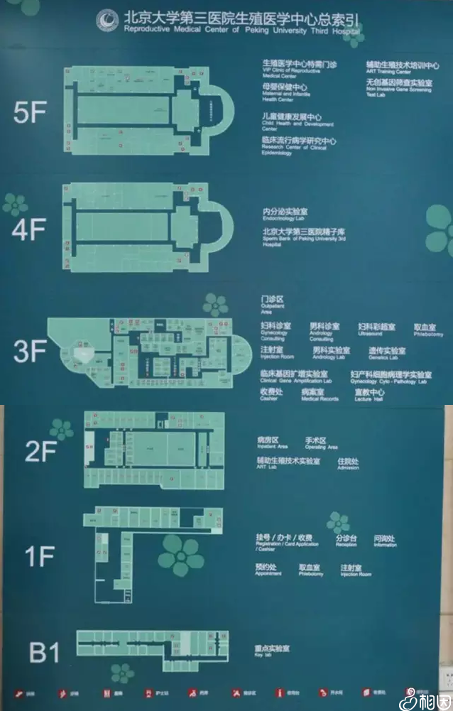 北医三院生殖中心楼层导向图