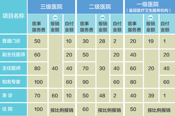 医事服务费设立及报销标准