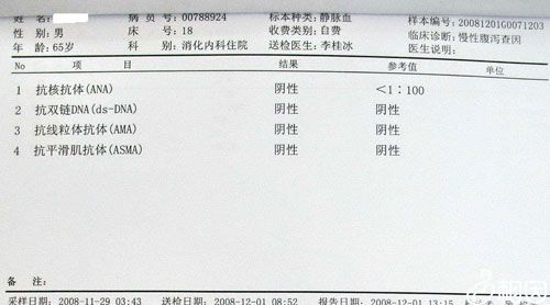 免疫抗体检查结果表