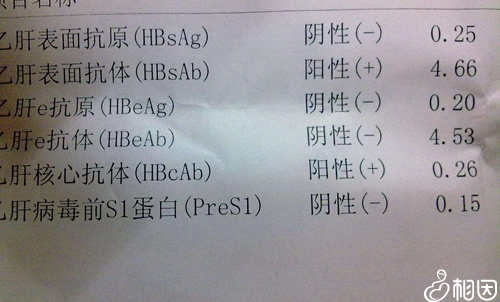 乙肝五项指标小三阳